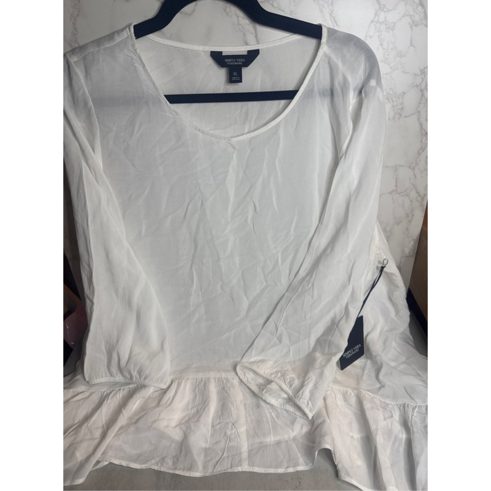 Simply Vera Vera Wang White Sharkbite Blouse XL